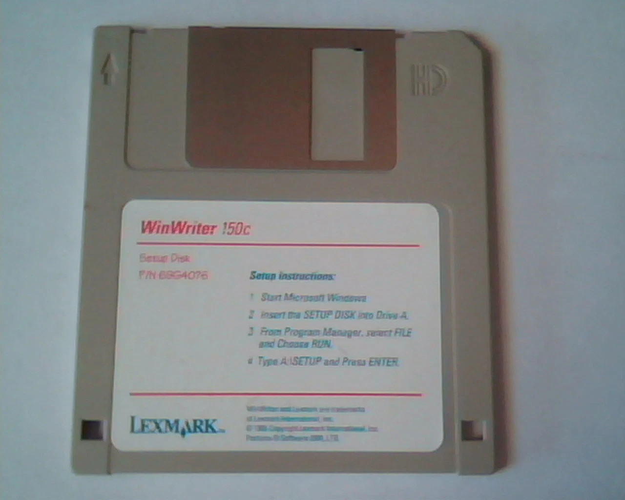 Floppy Disk Lexmark WinWriter 150c Setup Disk 69G4076