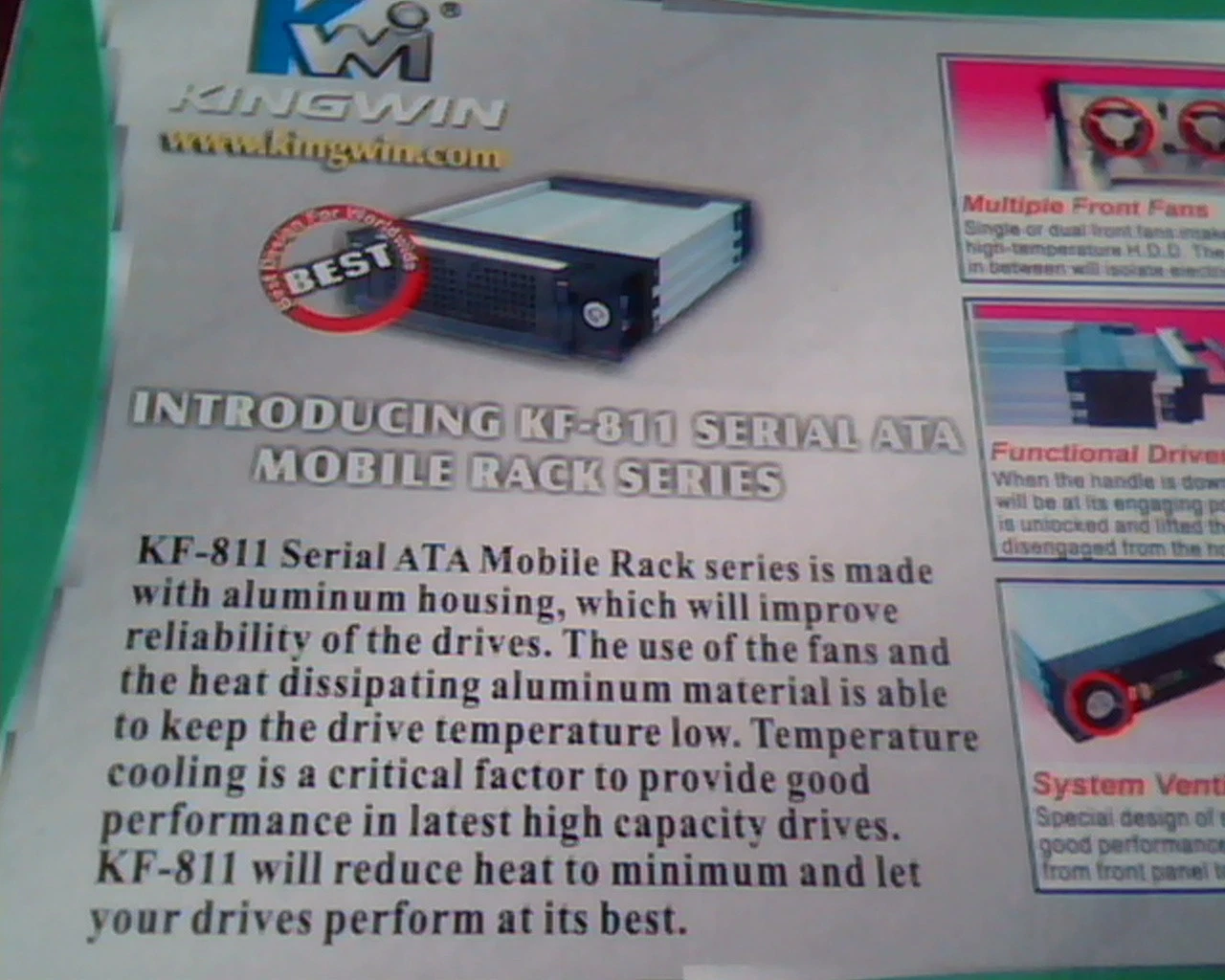 Kingwin Inner Tray for KF-81X-BK Series - Serial ATA HAA Mobile Rack Removable - image 3