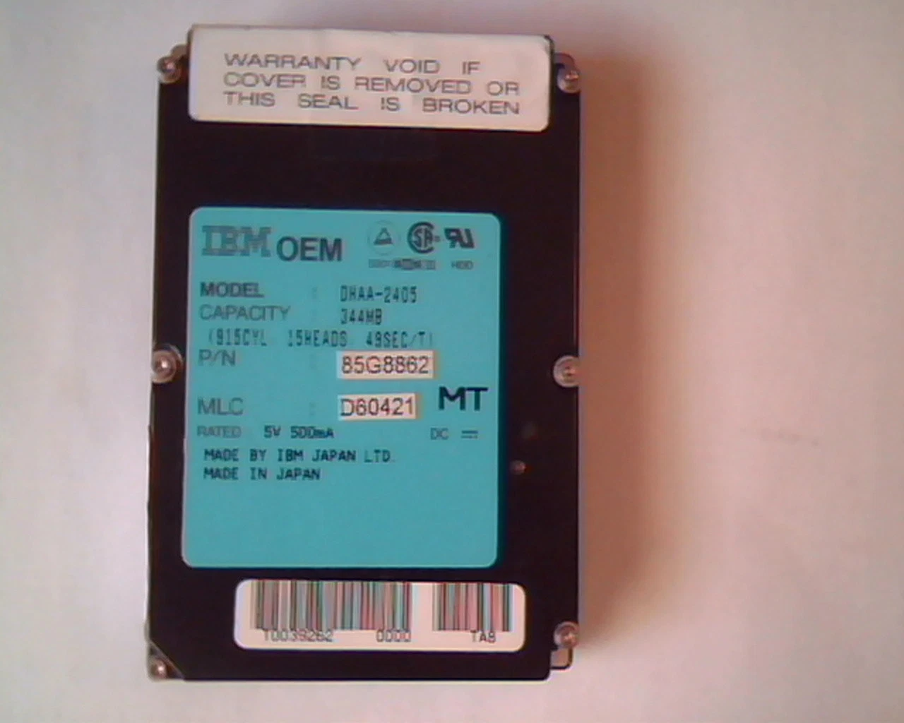 2.5 Hard Disk Drive IBM OEM DHAA-2405 344MB 85G8862 D60421