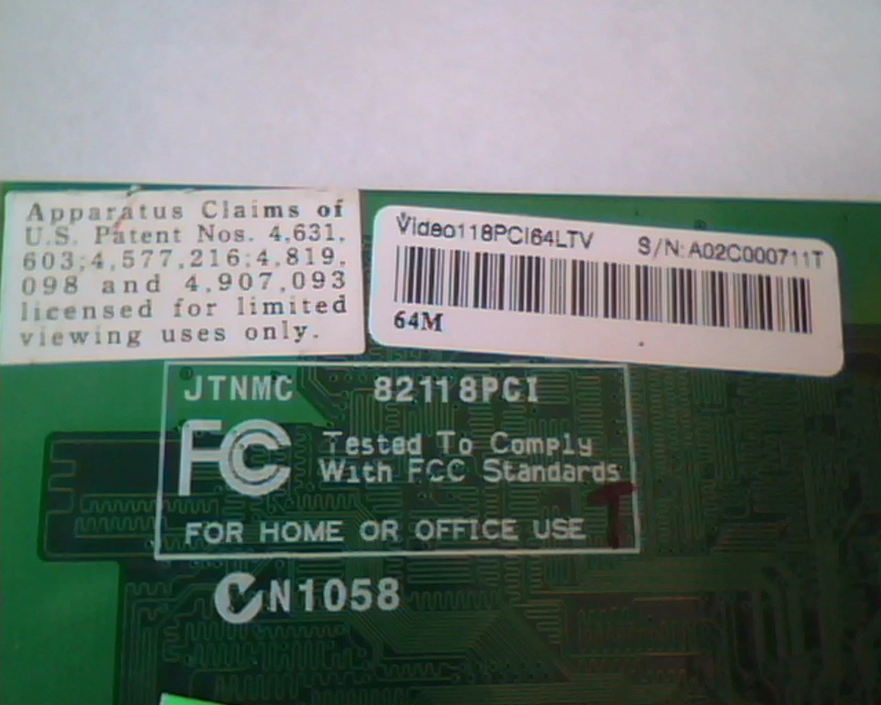 PCI card JTNMC 82118PCI Video118PCI 64LTV 82118M V4 VGA Video - image 3
