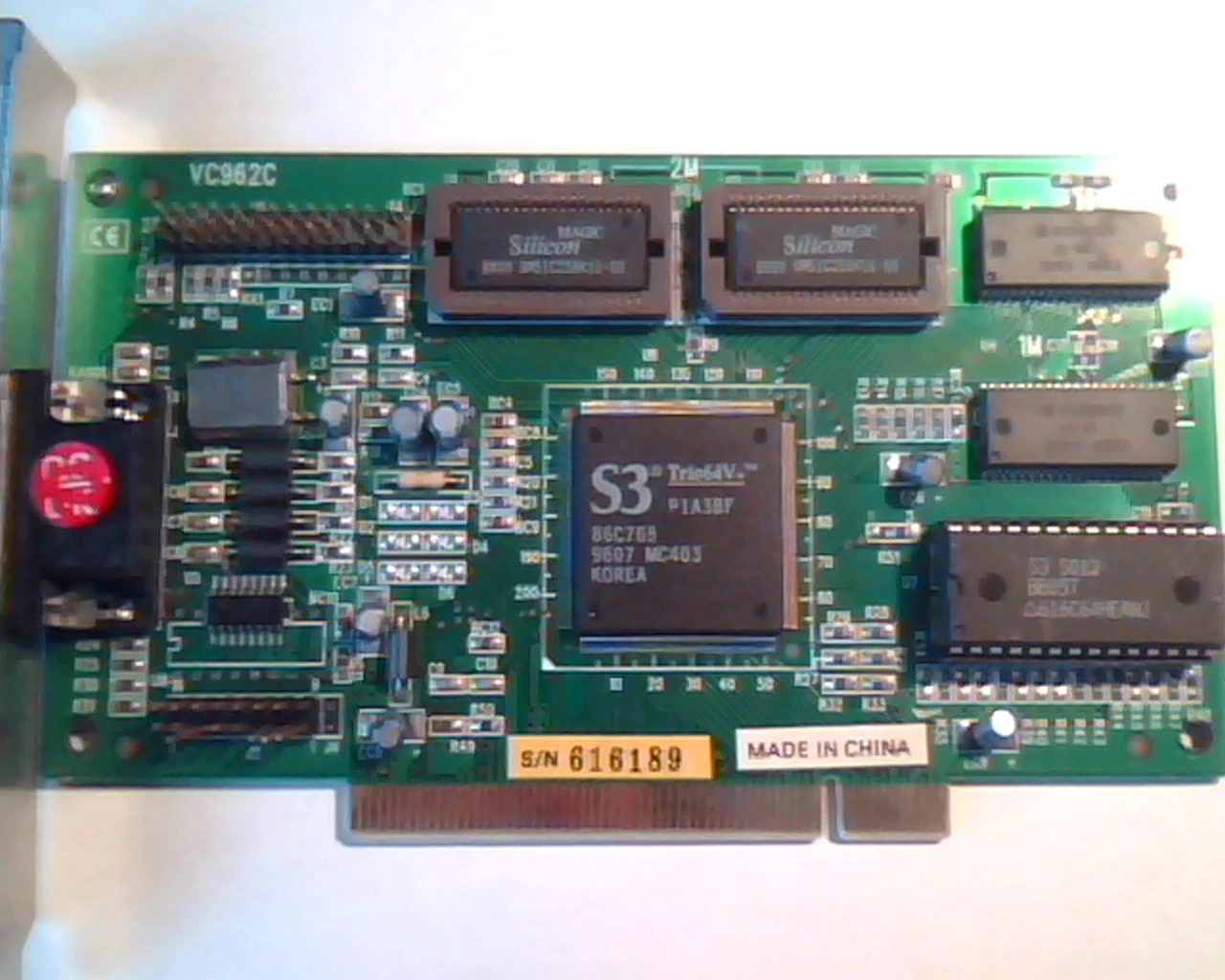 PCI card S3 Trio64V+ VC962C P1A3BF 86C765 VGA 9607 MC403