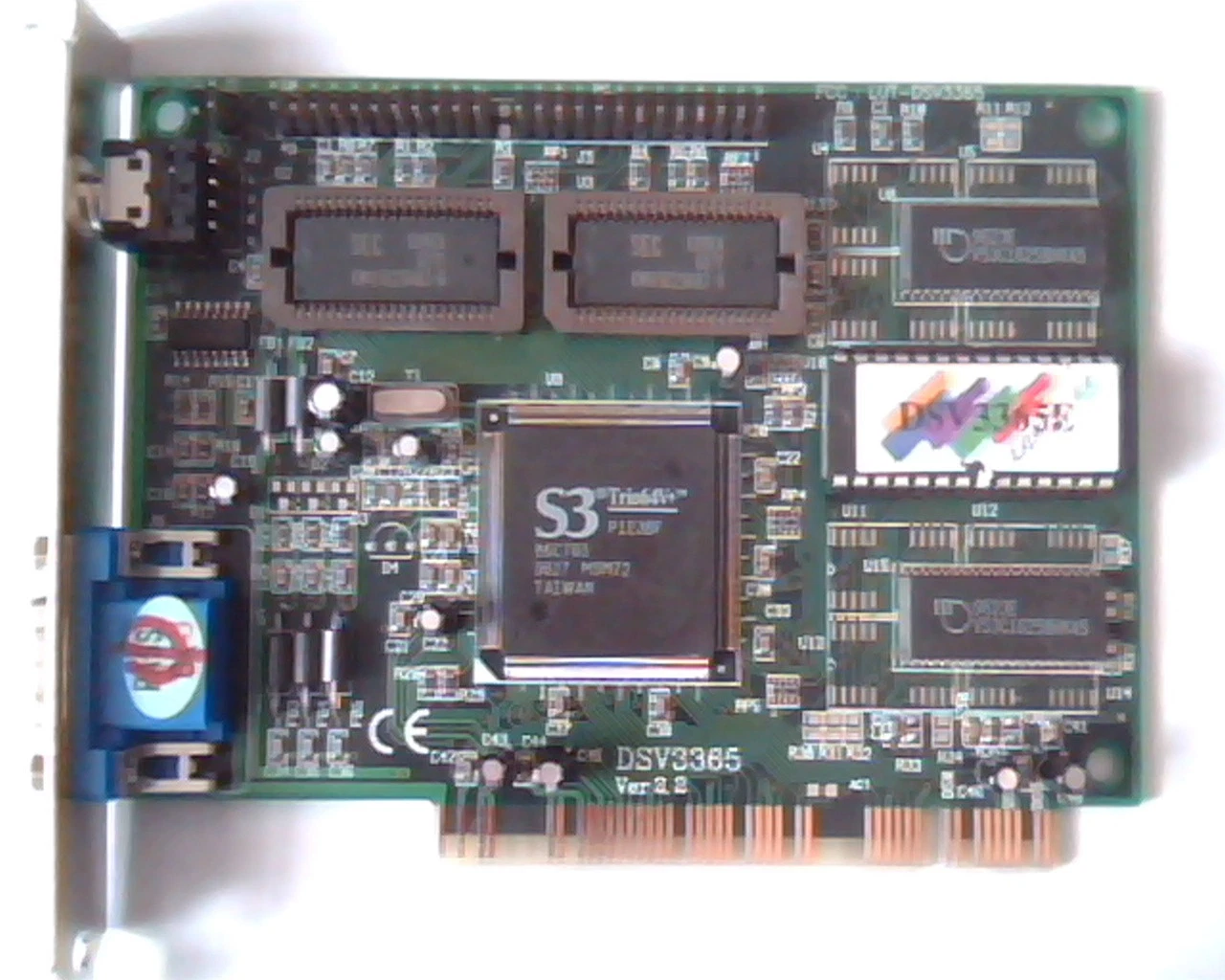 PCI card S3 Trio64V+ DSV3365 Ver 2.2 DSV3365E P1E3BF LUT-DSV3365 VGA J5-INTA