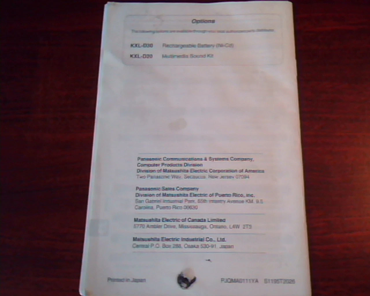 Panasonic Quad Speed PCMCIA CDROM Player User's Manual Model : KXL-D740 - image 3