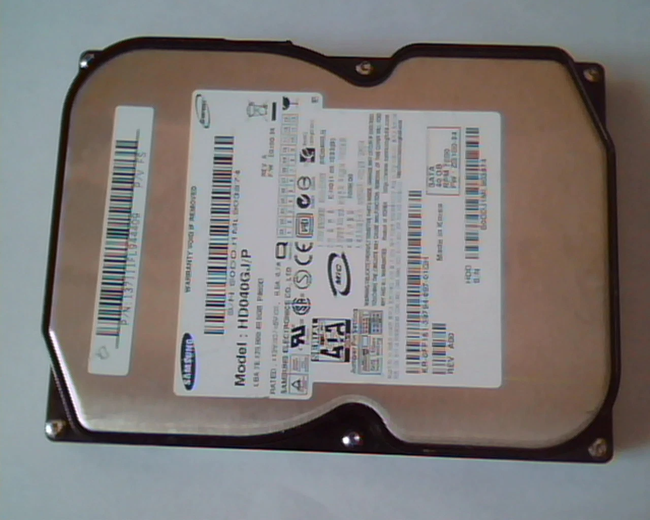 Hard Drive Disk SATA Samsung HD040GJ/P Rev A Spinpoint 40GB ZG100-34 P80SD