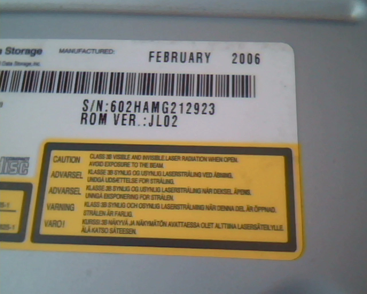 LG Super Multi DVD Drive GSA-H10A JL02 February 2006 HL Rewritable Super - image 3