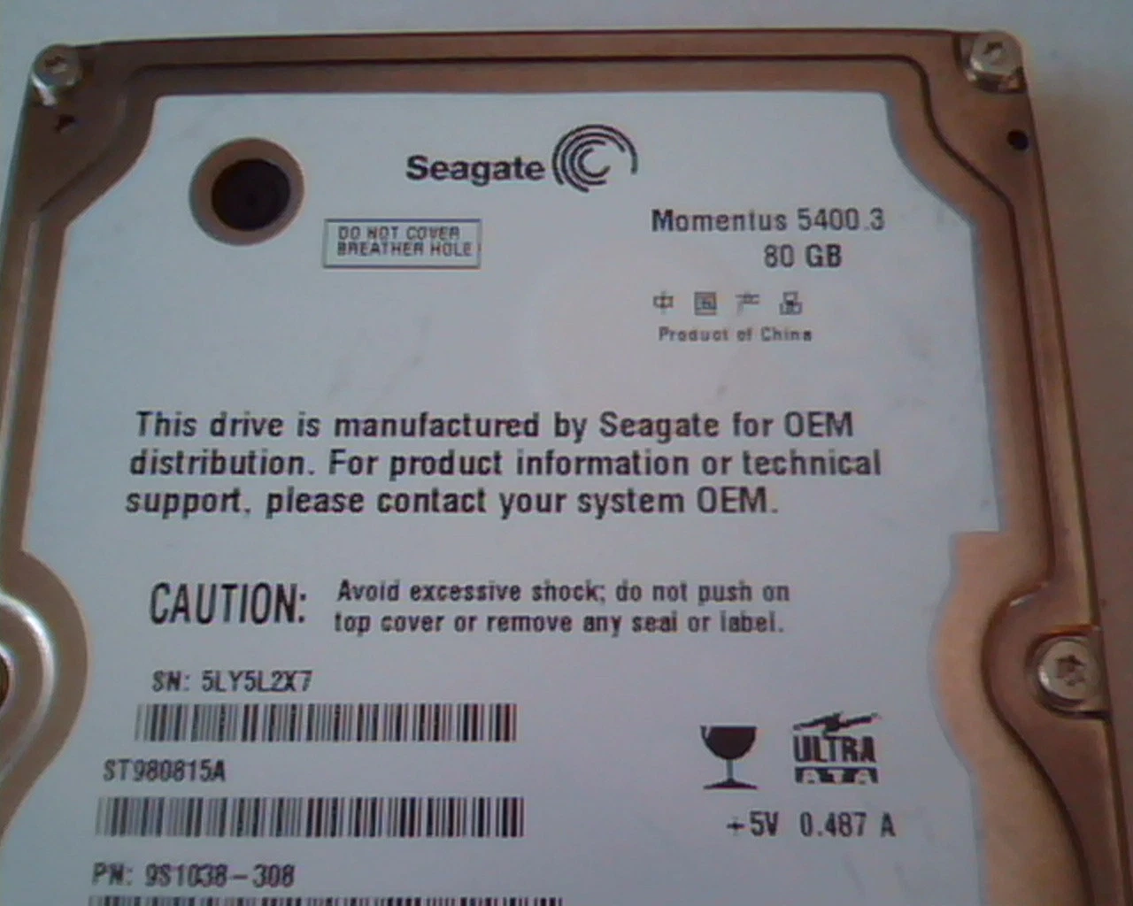 2.5 Hard Disk Drive Seagate Momentus 5400.3 80GB ST980815A 9S1038-308 Ultra ATA - image 2