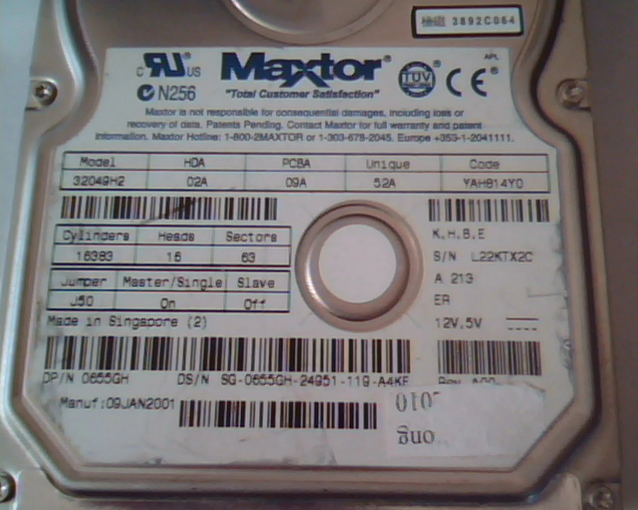 Hard Drive Disk IDE Maxtor 32049H2 02A 09A 52A YAH814Y0 A00 0655GH - image 2
