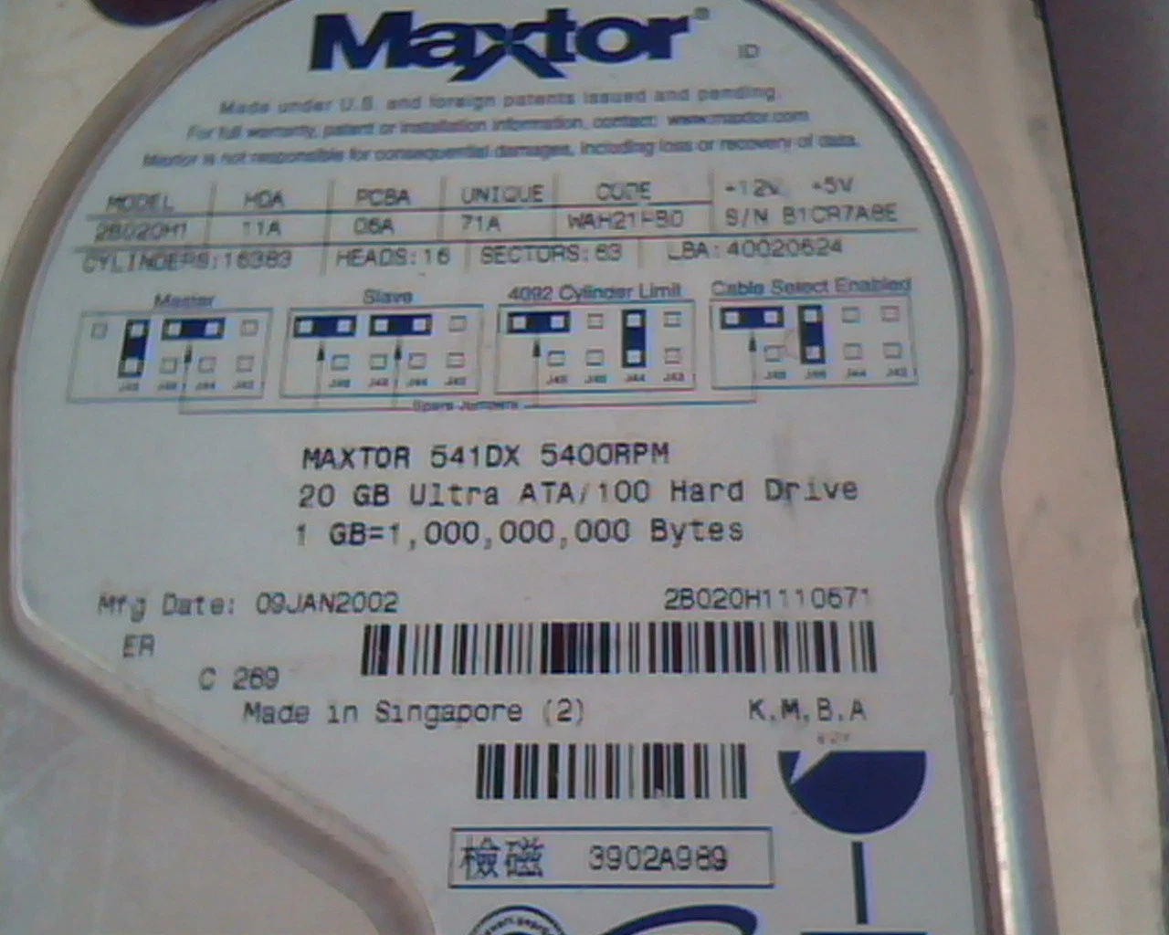 Hard Drive Disk IDE Maxtor 2B020H1 11A 06A 71A WAH21PB0 40020624 541DX 20GB - image 3