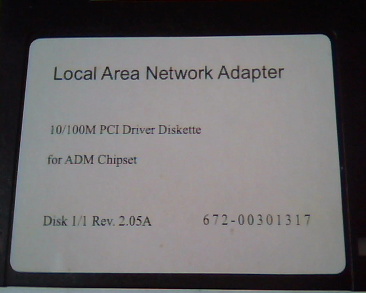 Floppy Disk Local Area Network Adapter 10/100M PCI Driver Diskette ADM Chipset - image 2