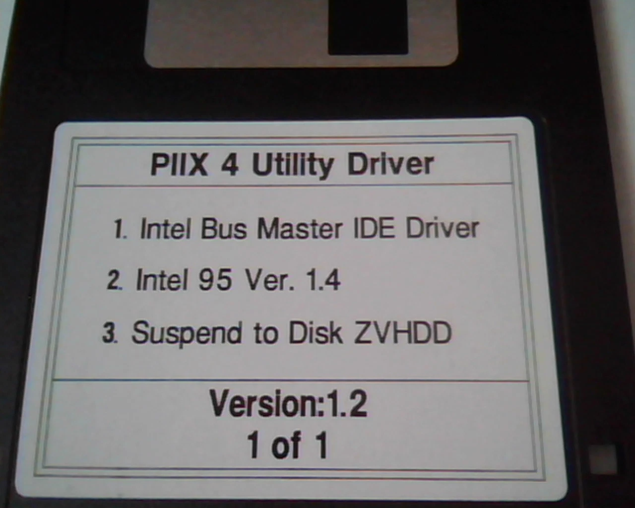 Floppy Disk PIIX Utility Driver Intel Bus Master IDE 95 Ver 1.2 Suspend to Disk - image 2