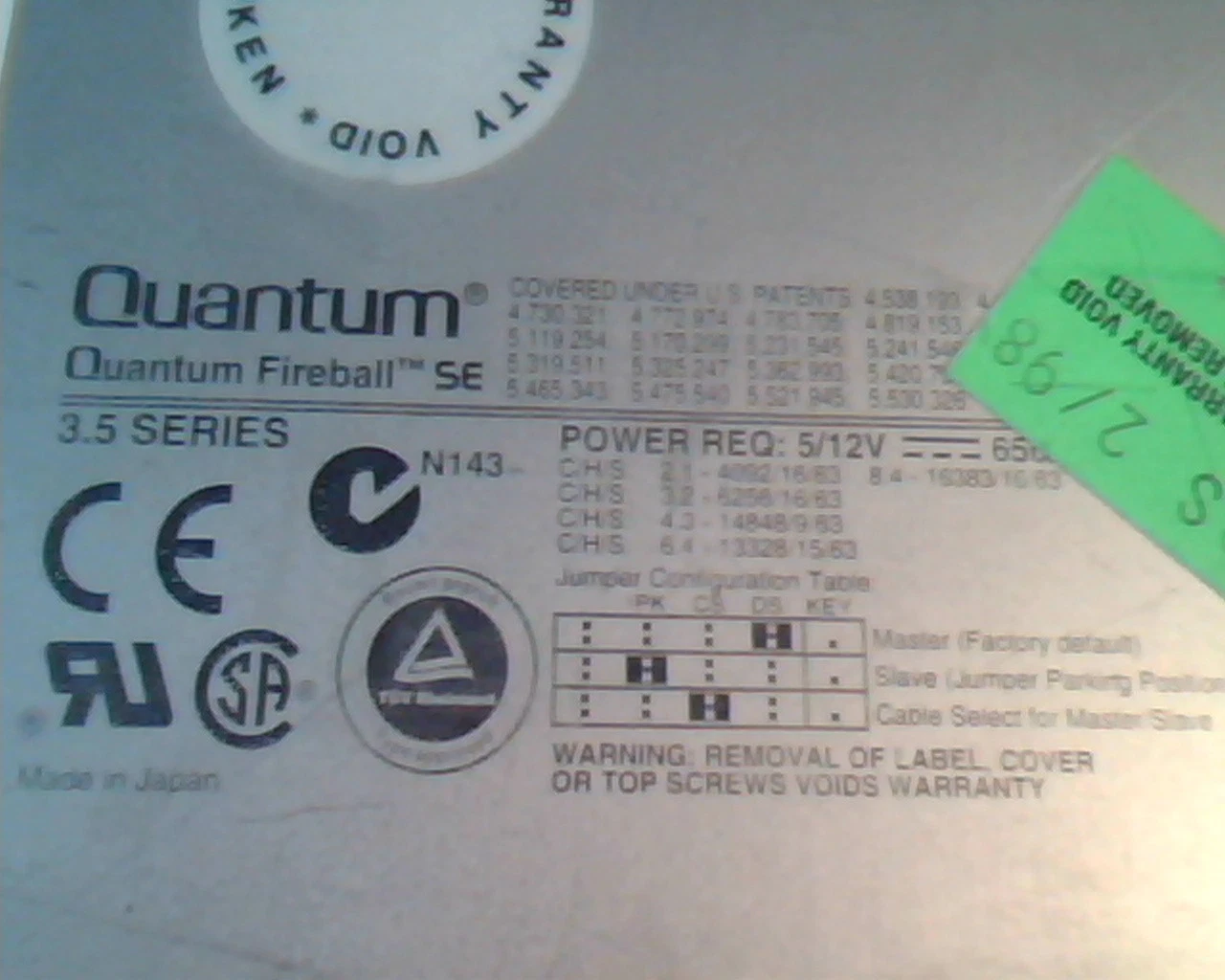 Hard Drive Disk Quantum Fireball SE SE43A012 01-B 4.0AT ASEI 0C50 - image 2