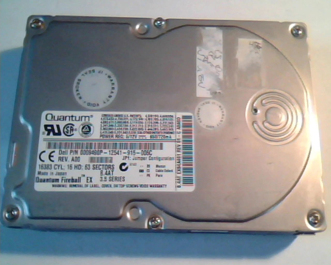 Hard Drive Disk Quantum Fireball EX 0009490P-12541-916-006C EX84A461 01-C 8.4AT