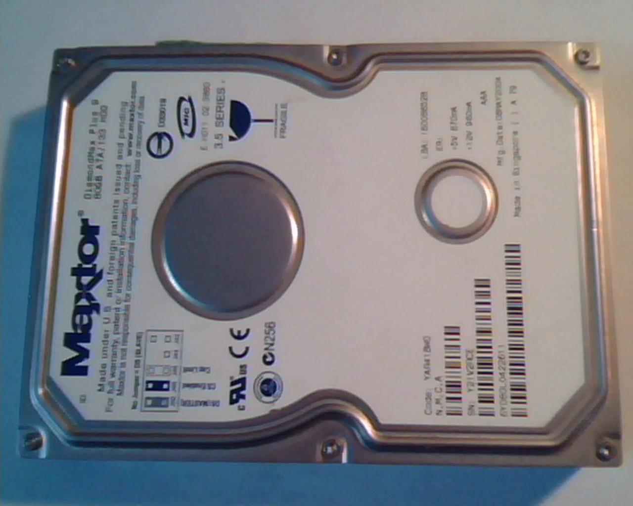 Hard Drive Disk Maxtor DiamondMax Plus 9 80GB YAR41BW0 N,M,C,A 160086528 2004