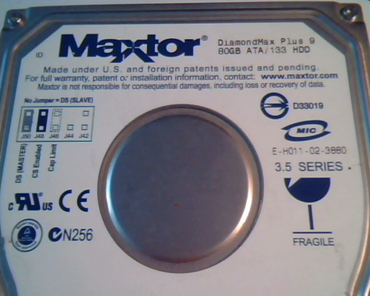 Hard Drive Disk Maxtor DiamondMax Plus 9 80GB YAR41BW0 N,M,C,A 160086528 2004 - image 2
