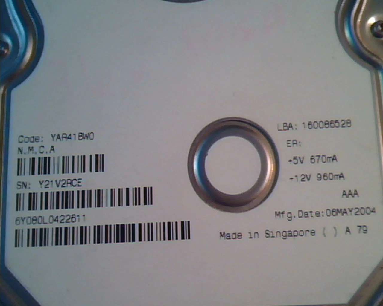 Hard Drive Disk Maxtor DiamondMax Plus 9 80GB YAR41BW0 N,M,C,A 160086528 2004 - image 3