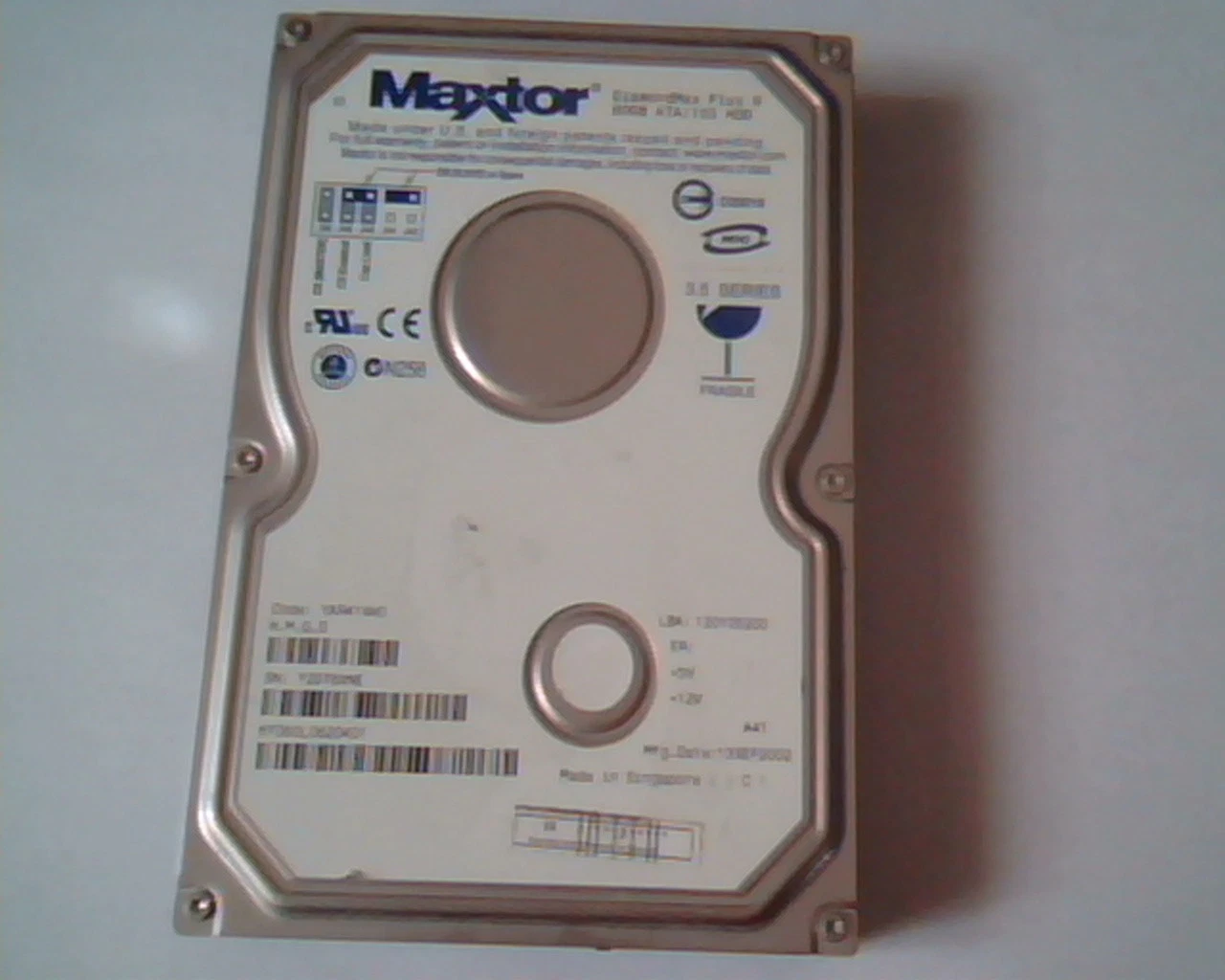 Hard Drive Disk IDE Maxtor DiamondMax Plus 9 60GB 120103200 YAR41VW0 13SEP2002