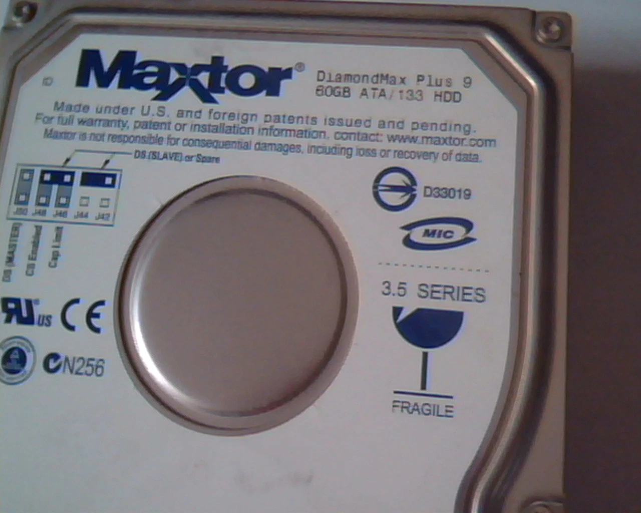 Hard Drive Disk IDE Maxtor DiamondMax Plus 9 60GB 120103200 YAR41VW0 13SEP2002 - image 2