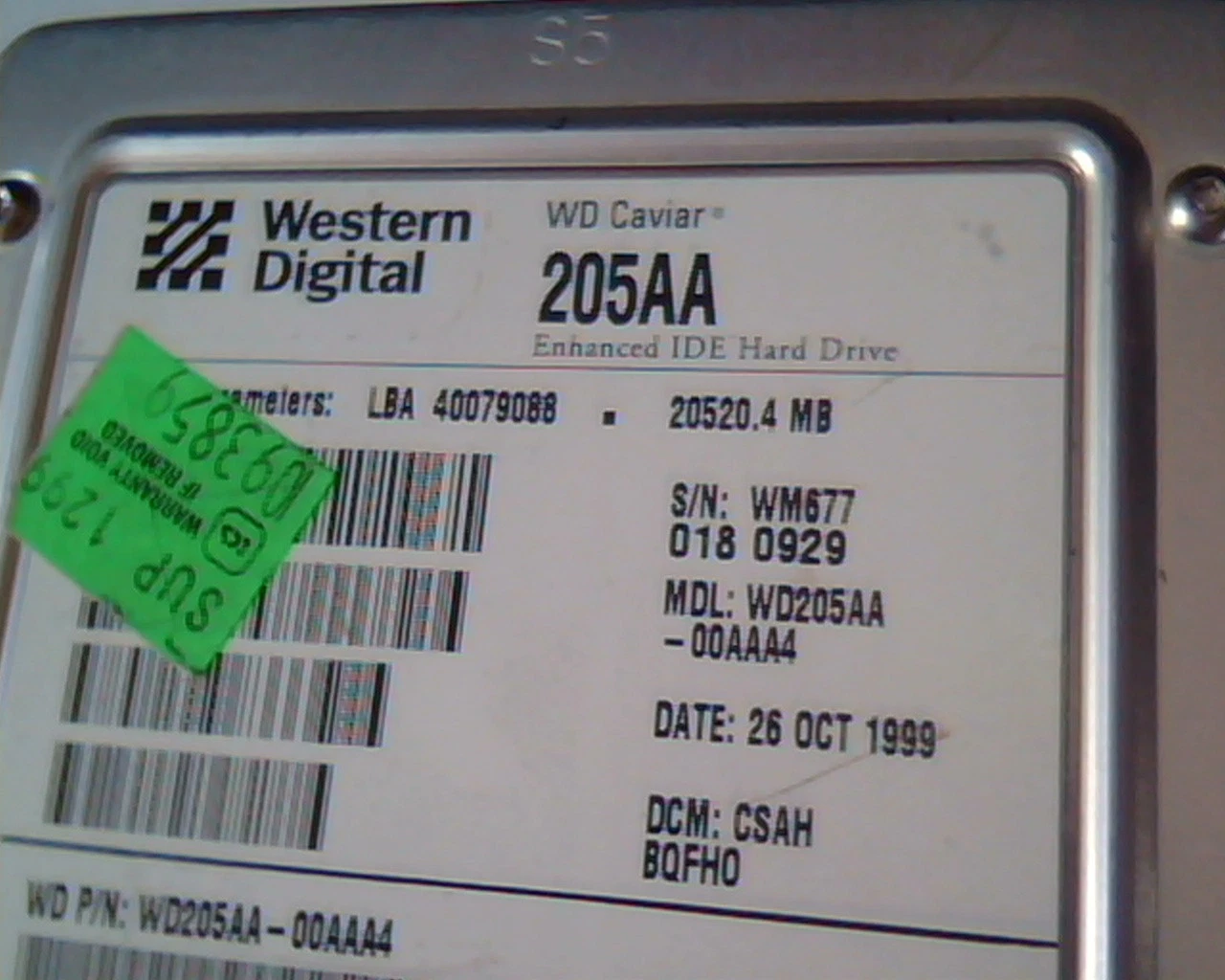 Hard Drive Disk IDE Western Digital Caviar 205AA WD205AA-00AAA4 CSAH 4079088 - image 2