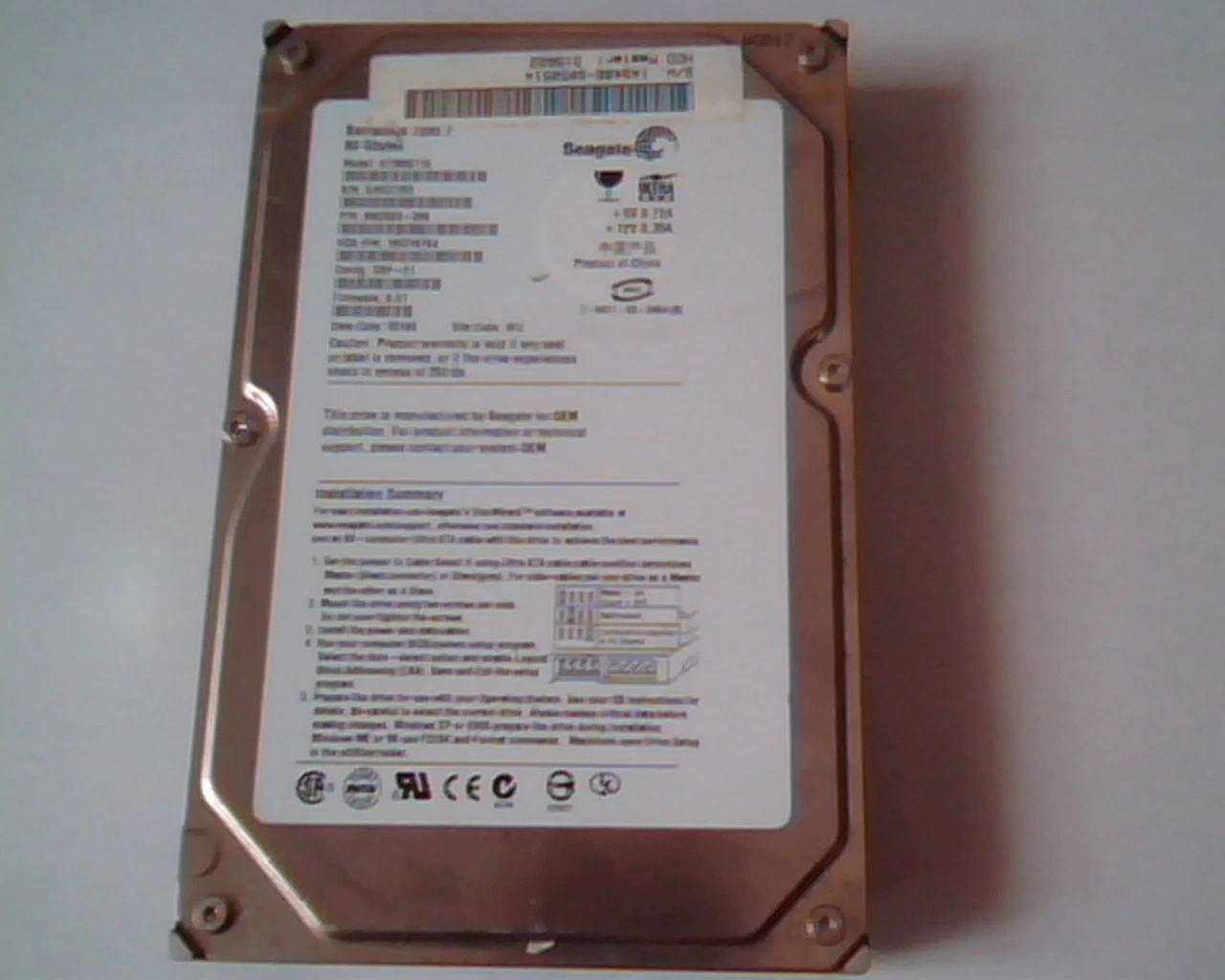 Hard Drive Disk IDE Seagate Barracuda 80GB ST380011A 9W2003-6 100316764 8.01