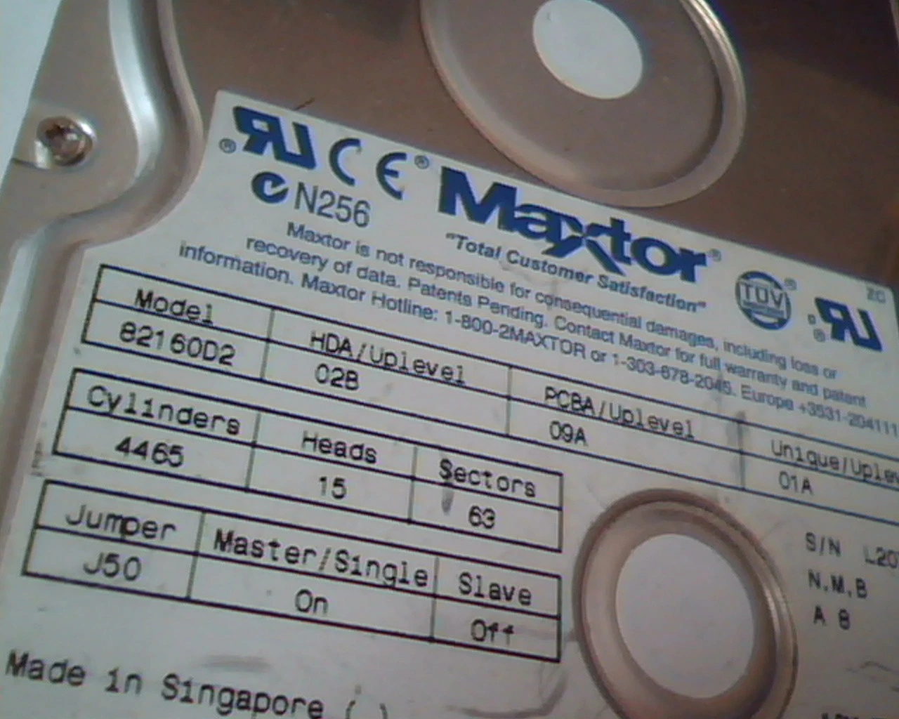 Hard Drive Disk IDE Maxtor 82160D2 02B 09A 01A N,M,B 10-30-97 - image 3