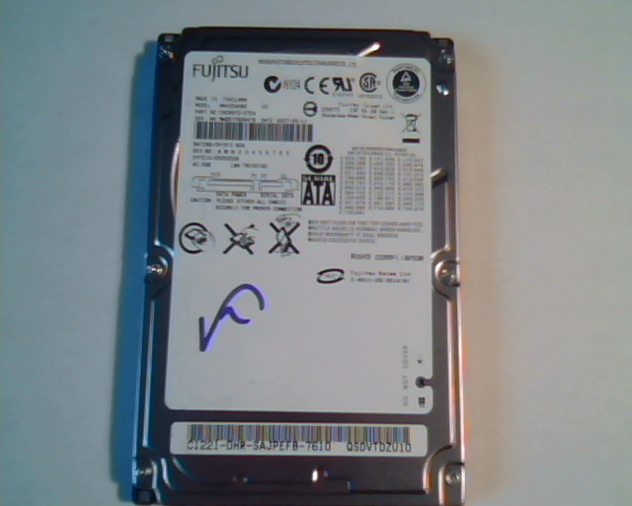 2.5 Hard Disk Drive Fujitsu MHV2040BS CA06672-B704 2007-06-11 40GB 78140160