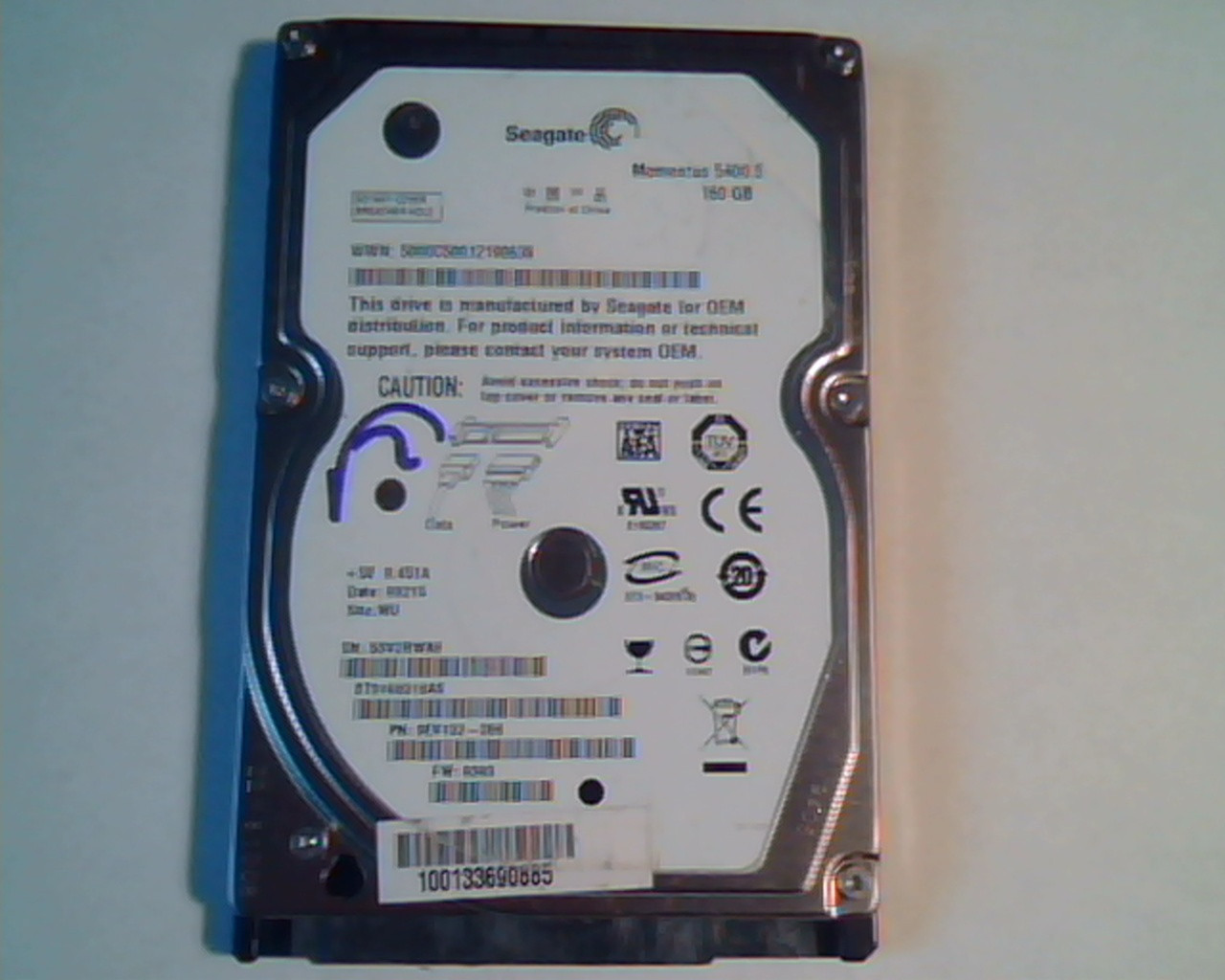 2.5 Hard Disk Drive Seagate Momentus 5400.5 160GB ST9160310AS 9EV132-286 0303