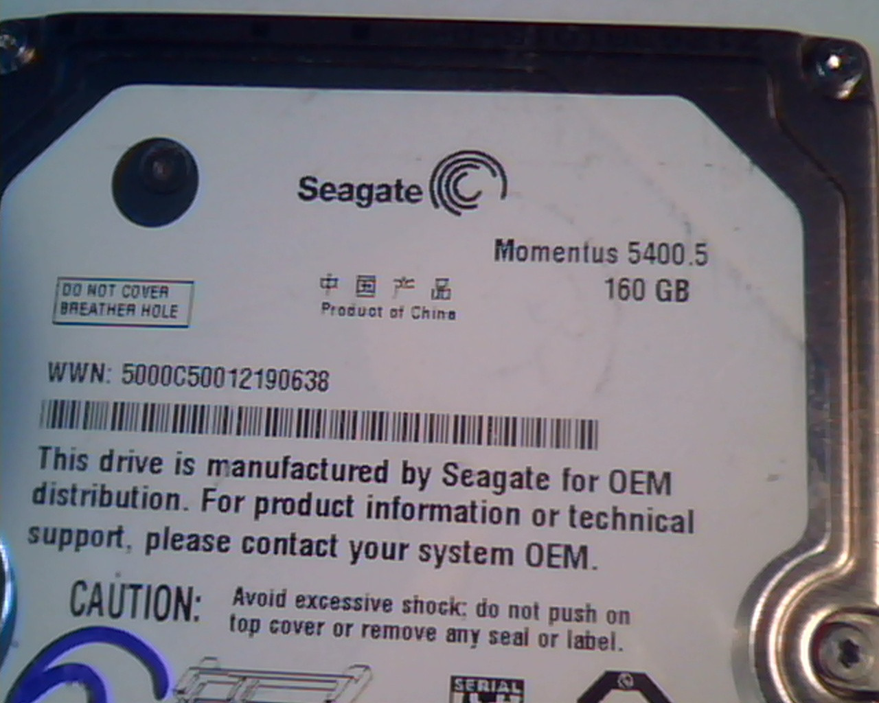 2.5 Hard Disk Drive Seagate Momentus 5400.5 160GB ST9160310AS 9EV132-286 0303 - image 2
