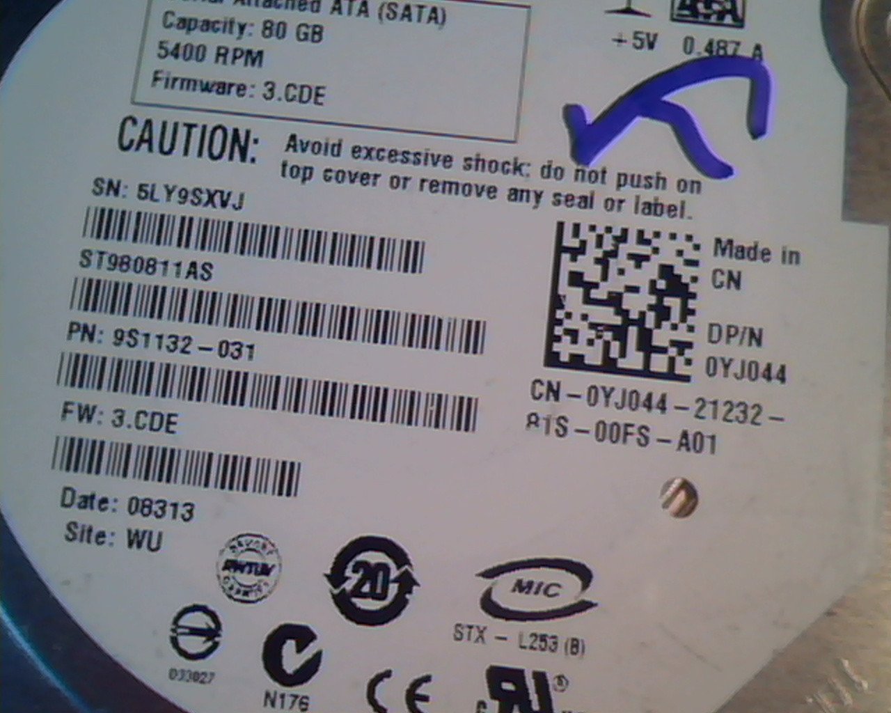 2.5 Hard Disk Drive Seagate Momentus 5400.3 80GB ST980811AS 9S1132-031 3.CDE - image 3