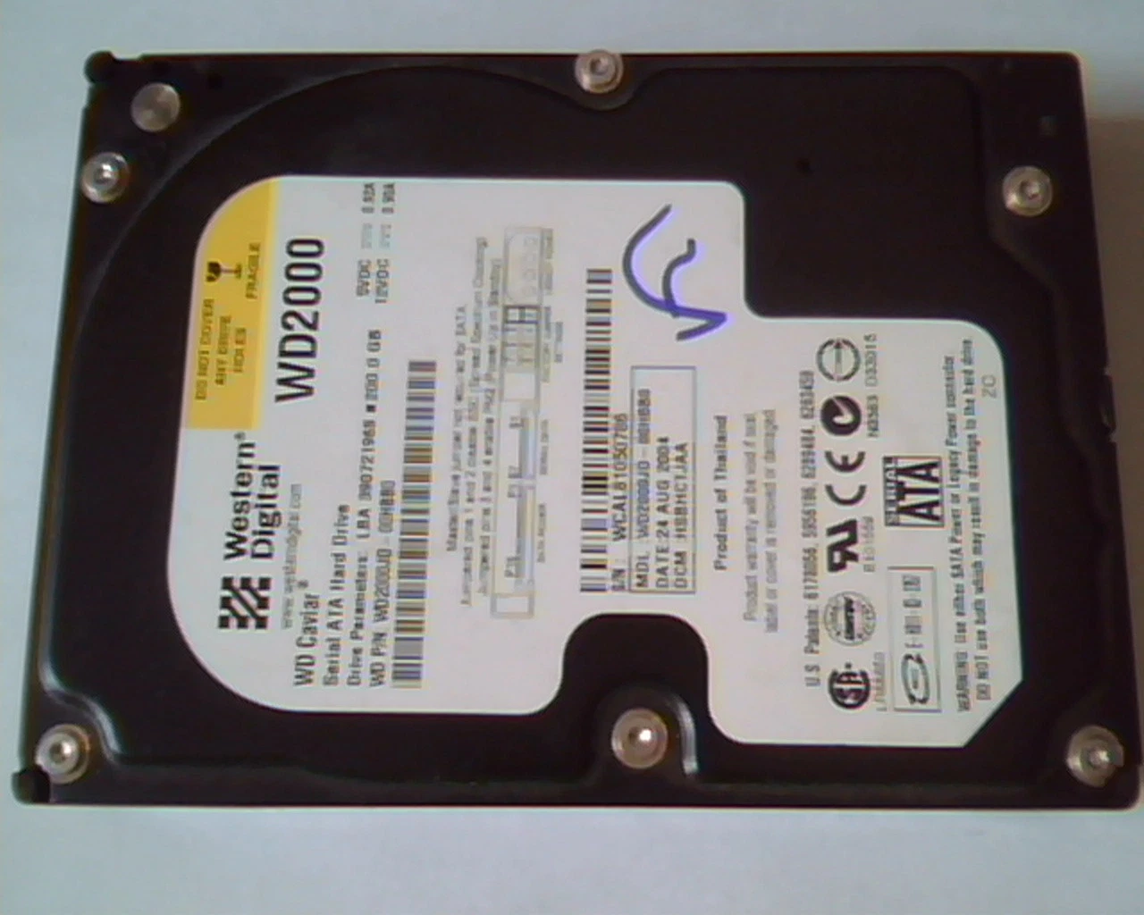 Hard Drive Disk SATA Western Digital WD2000JD-00HBB0 200GB HSBHCTJAA Caviar