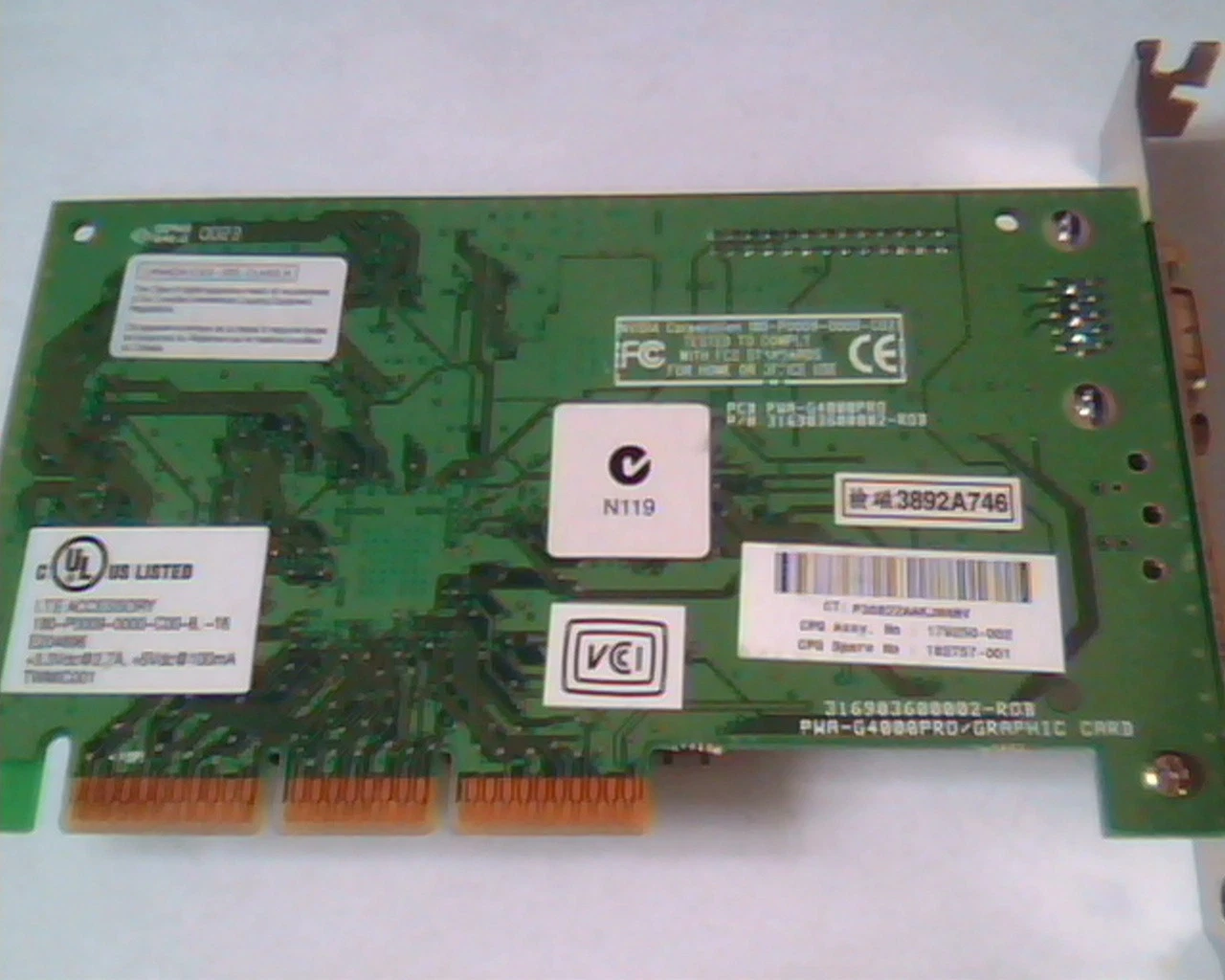 AGP card NVIDIA 180-P0009-0000-C02 PWA-G4000Pro Graphic 179250-002 VGA - image 2