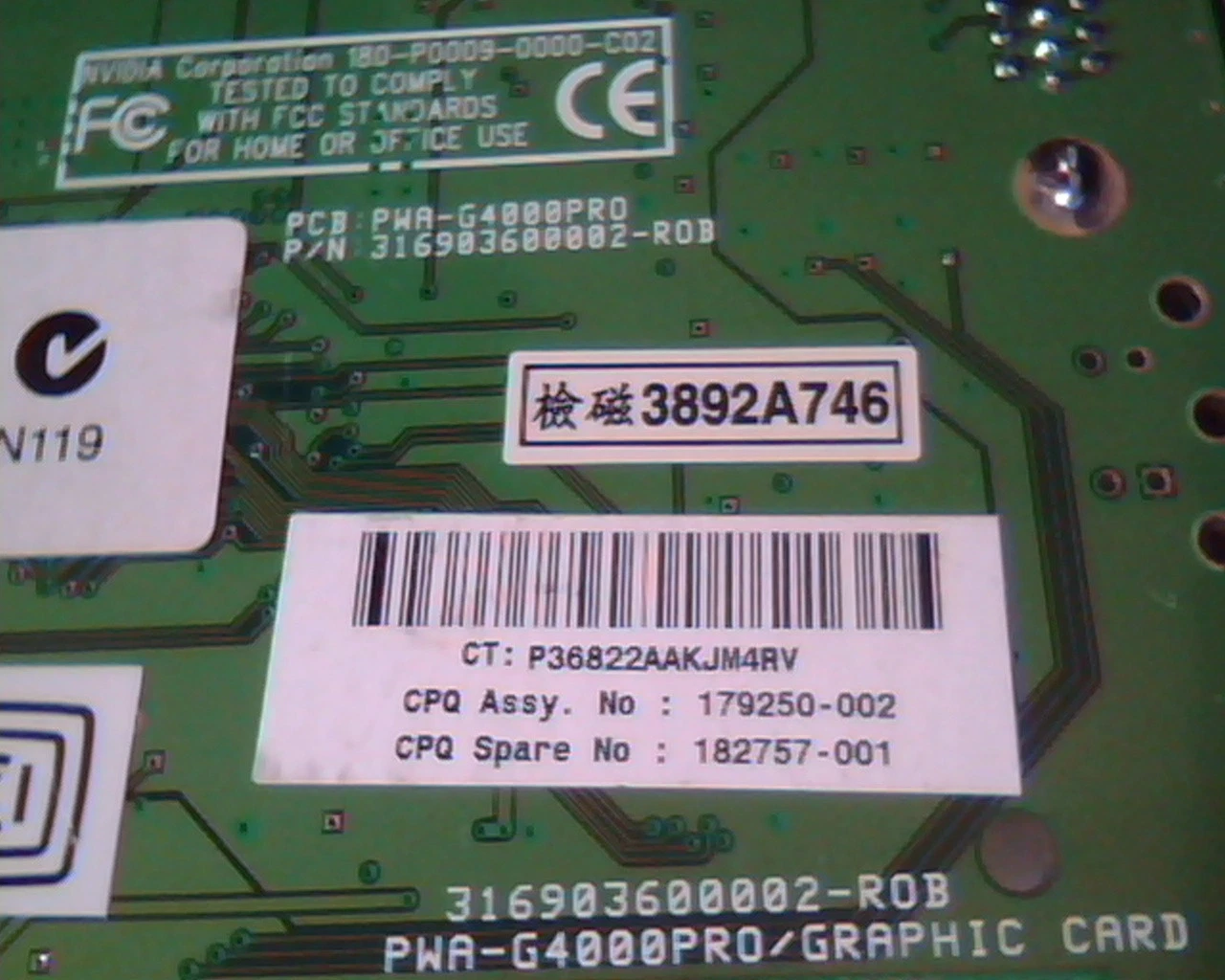 AGP card NVIDIA 180-P0009-0000-C02 PWA-G4000Pro Graphic 179250-002 VGA - image 4