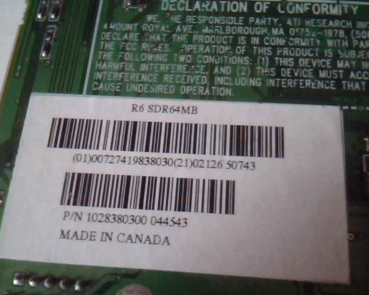 AGP card ATI 109-83800-00 ATI Rage 6 83803 Radeon R6 SDR64MB VGA - image 3