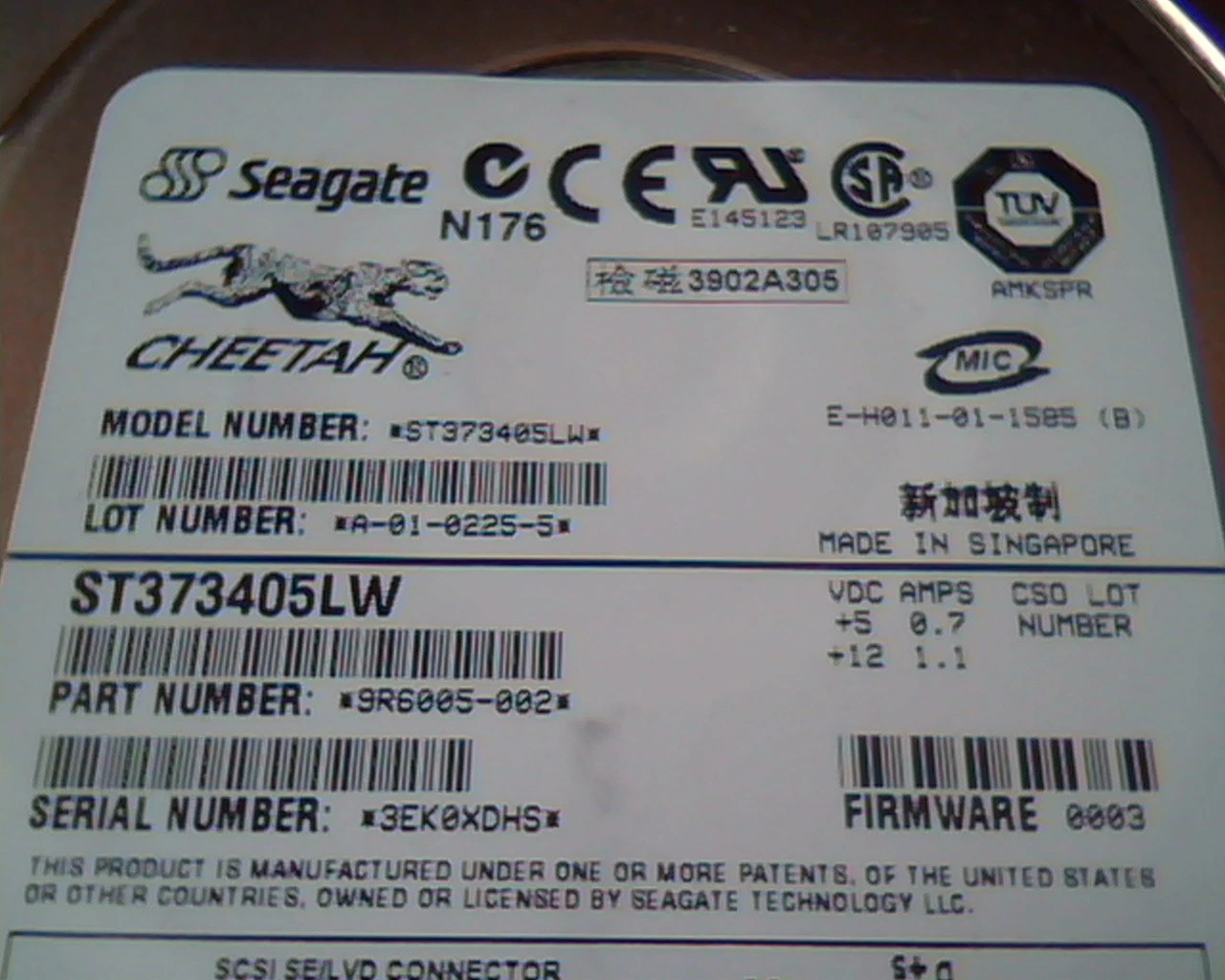 Hard Drive SCSI Seagate Cheetch ST373405LW 9R6005-002 A-01-0225-5 0003 - image 2