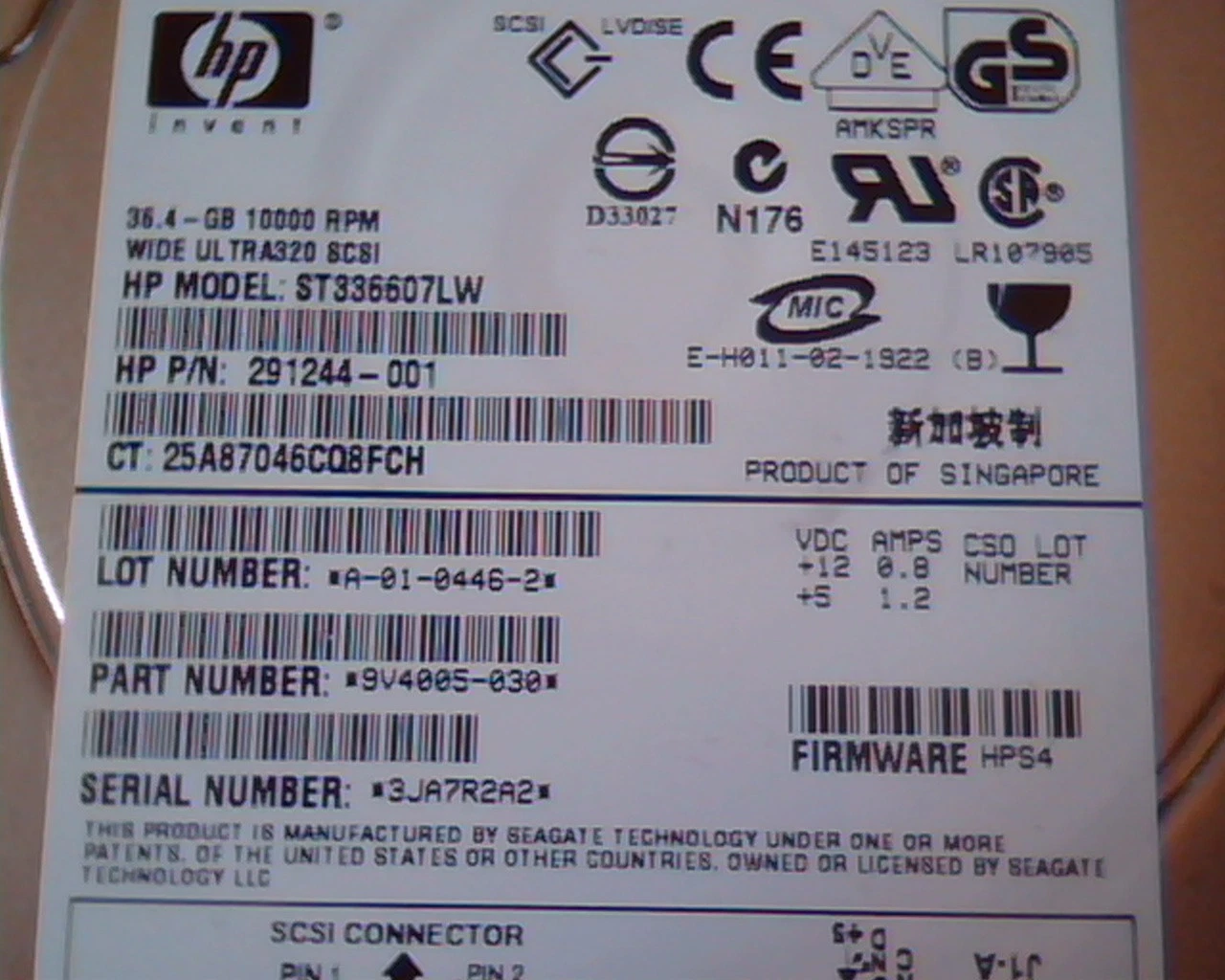 Hard Drive SCSI HP Invent ST336607LW 291244-001 A-01-0446-2 9V4005-030 36.4GB - image 3