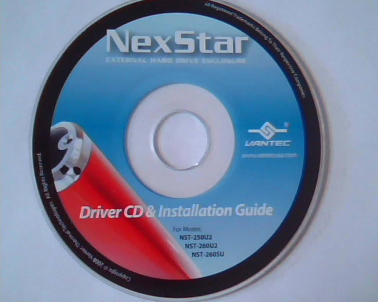 CD NexStar Driver CD and Installation Guide NST-250U2 NST-260U2 NST-260SU drive