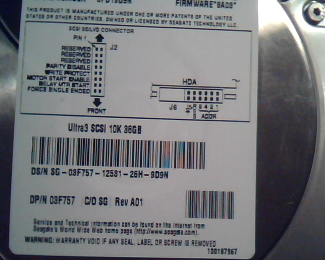 Hard Drive SCSI Seagate Cheetah ST336706LC A-01-0251-3 8A03 03F757 A01 - image 3