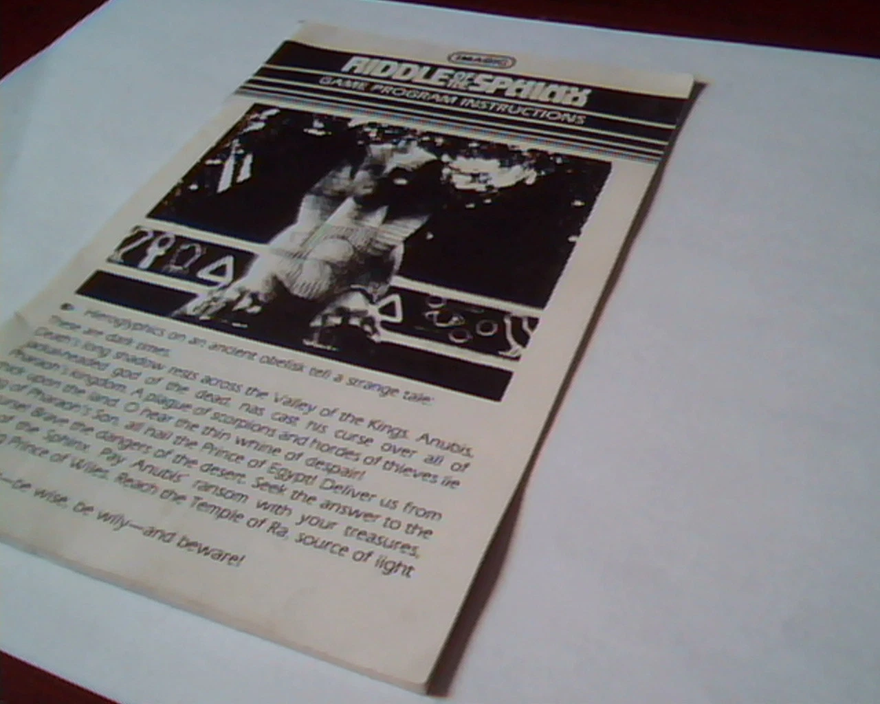Manual Guide Imagic Riddle of the Sphinx Game Program Instructions - image 2