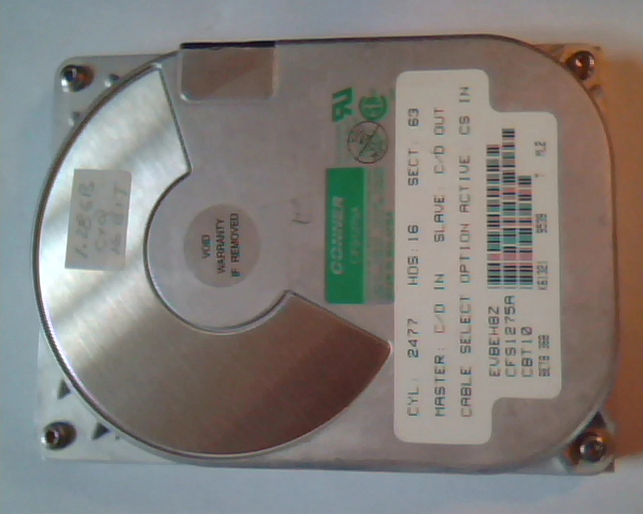 Hard Drive Disk IDE Conner CFS1275A CBT10 BET8.36B