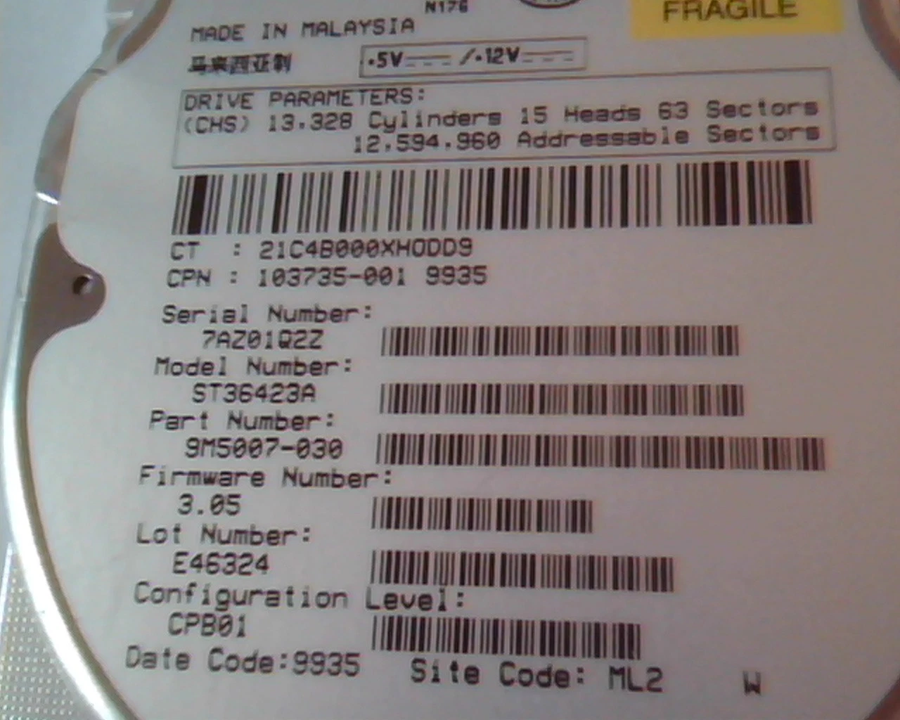 Hard Drive Disk IDE Seagate Medalist ST36423A 9M5007-030 3.05 E46324 CPB01 - image 2