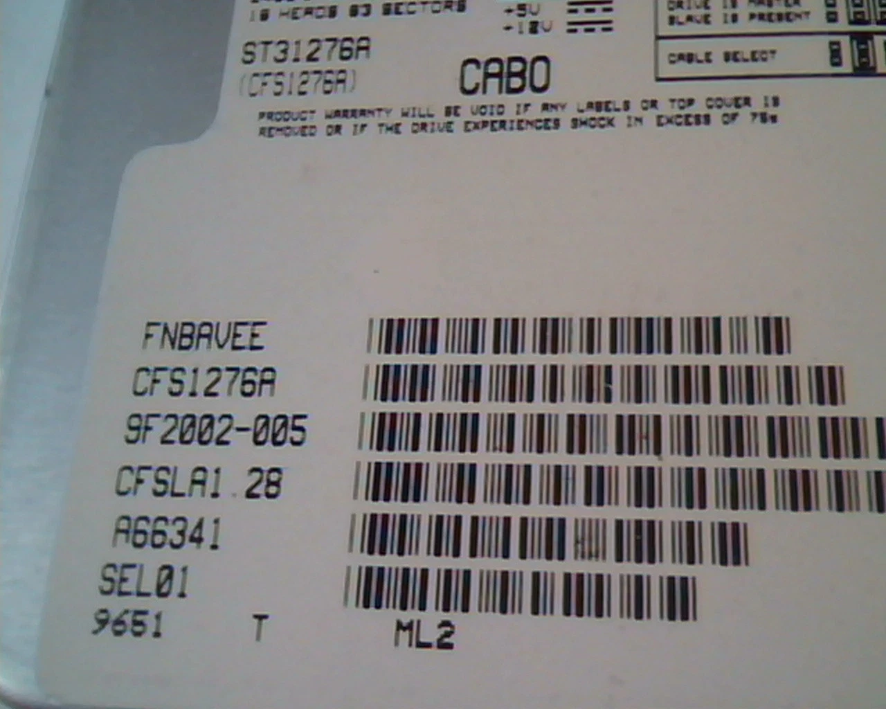Hard Drive Disk IDE Seagate ST31276A CFS1276A 9F2002-005 CFSLA1.28 A66341 - image 3