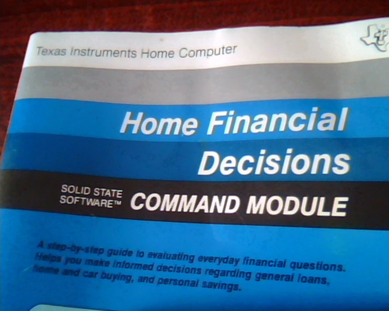 Texas Instruments Home Financial Decisions Cartridge AND Manual Solid State - image 2