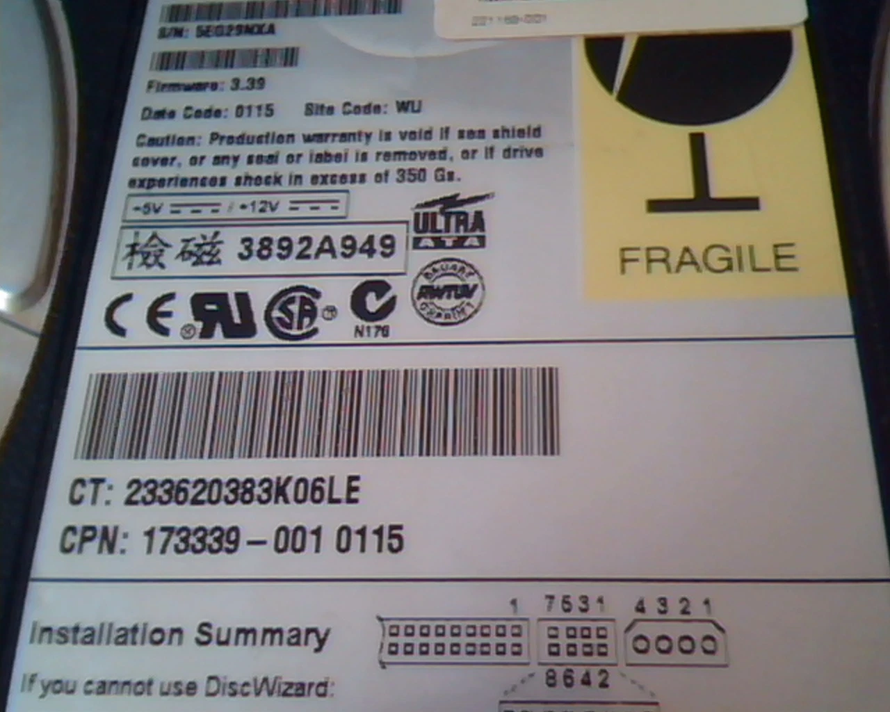 Hard Drive Disk IDE Seagate U10 ST310212A 9R5002-030 B21932 UOW-03 3.39 10005MB - image 3