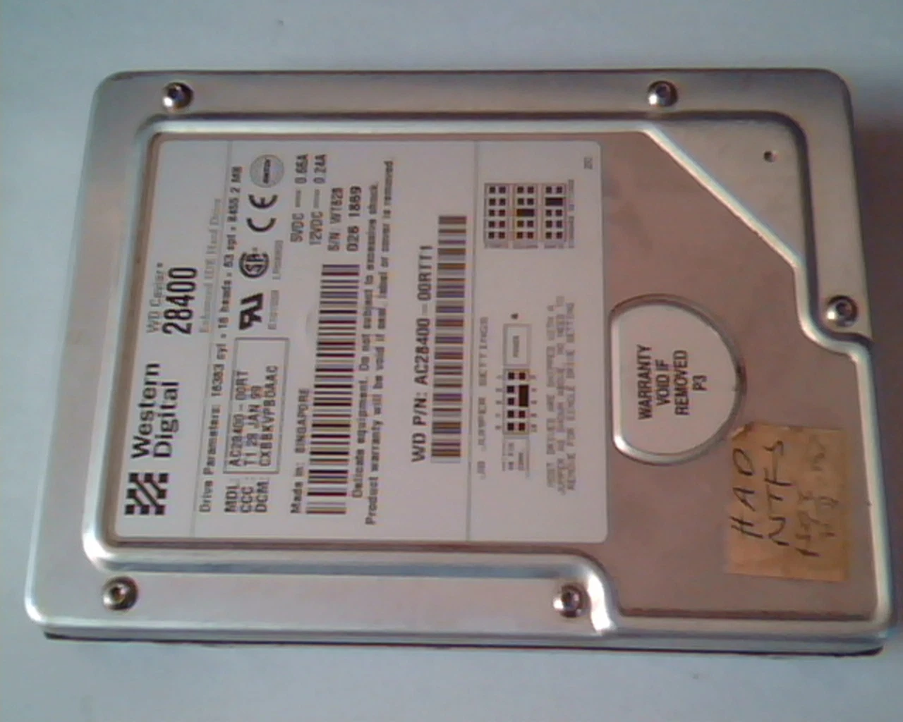 Hard Drive Disk IDE Western Digital Caviar 28400 AC58400-00RT CXBBKVPBOAAC