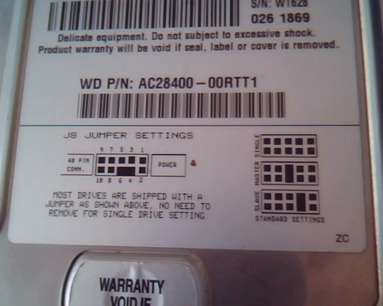 Hard Drive Disk IDE Western Digital Caviar 28400 AC58400-00RT CXBBKVPBOAAC - image 3