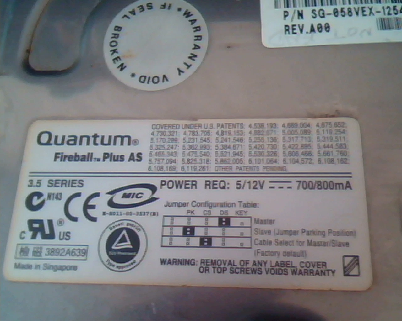 Hard Drive Disk IDE Quantum Fireball Plus AS 10.2GB QMP10000AS-A AS10A014-02-B - image 2