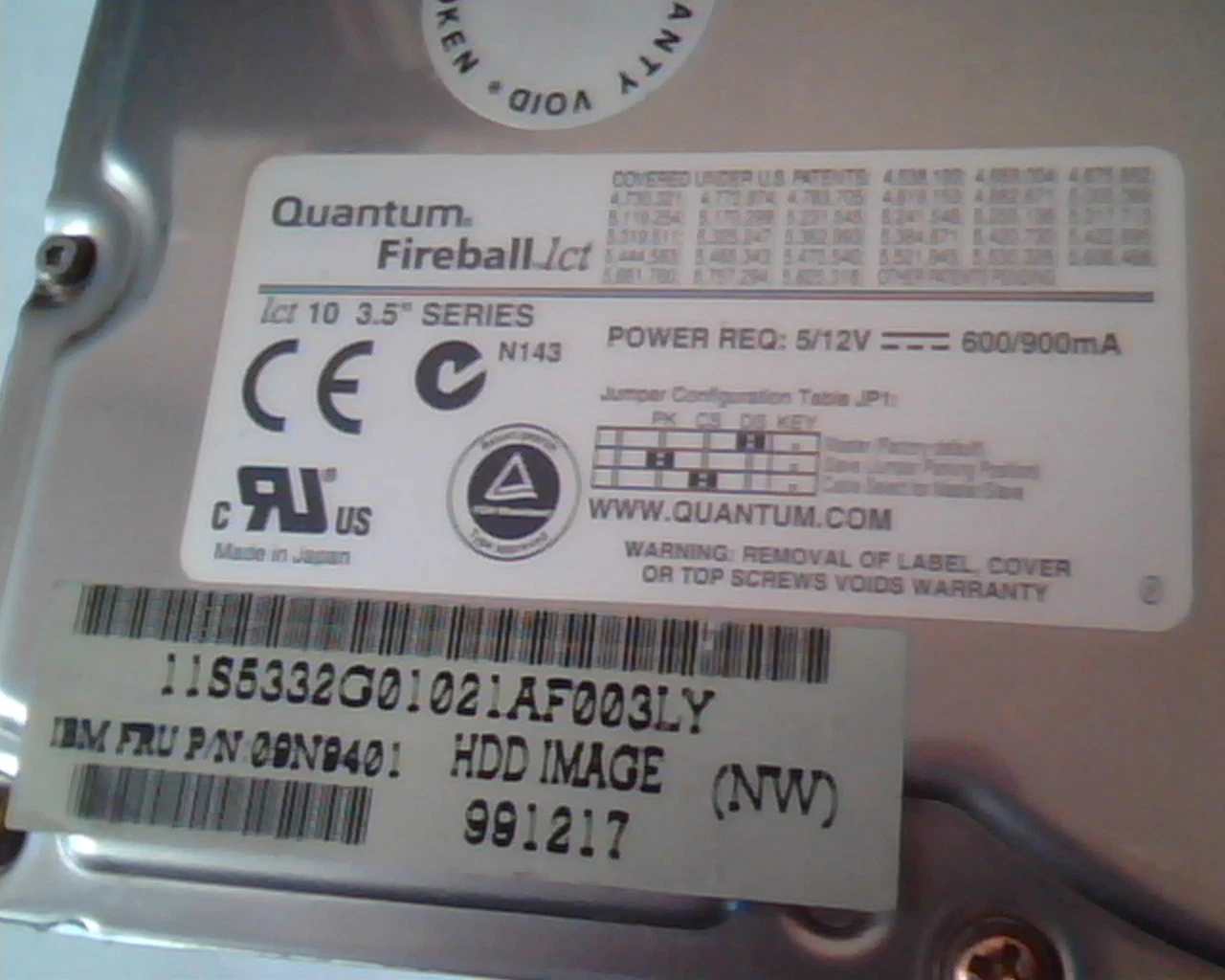 Hard Drive Disk IDE Quantum Fireball lct LB15A011 01-A 15.0AT 3.5in 09N9401 - image 2