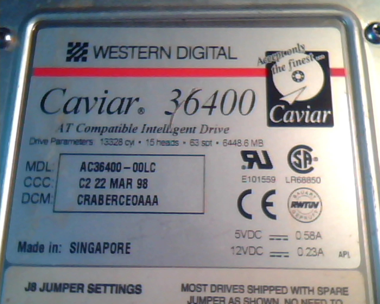 Hard Drive Disk IDE Western Digital Caviar 36400 AC36400-00LC CRABERCEOAAA - image 2