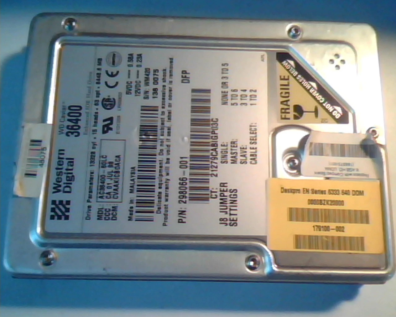 Hard Drive Disk IDE Western Digital Caviar 36400 AC3640-60LC 298066-001 CA