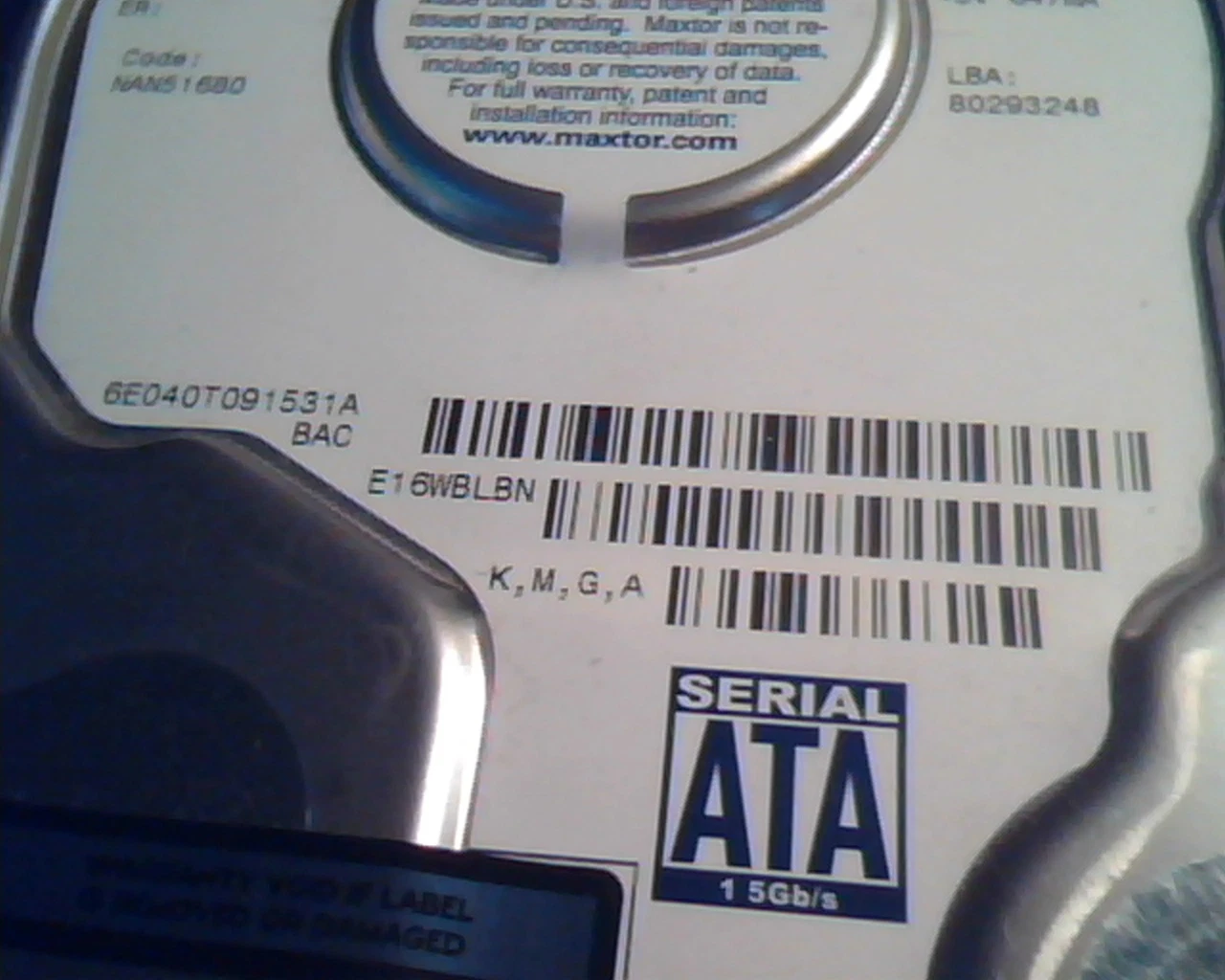 Hard Drive Disk SATA Maxtor 3.5 DiamondMax 8S SATA150 40GB 80293248 NAN51680 - image 3
