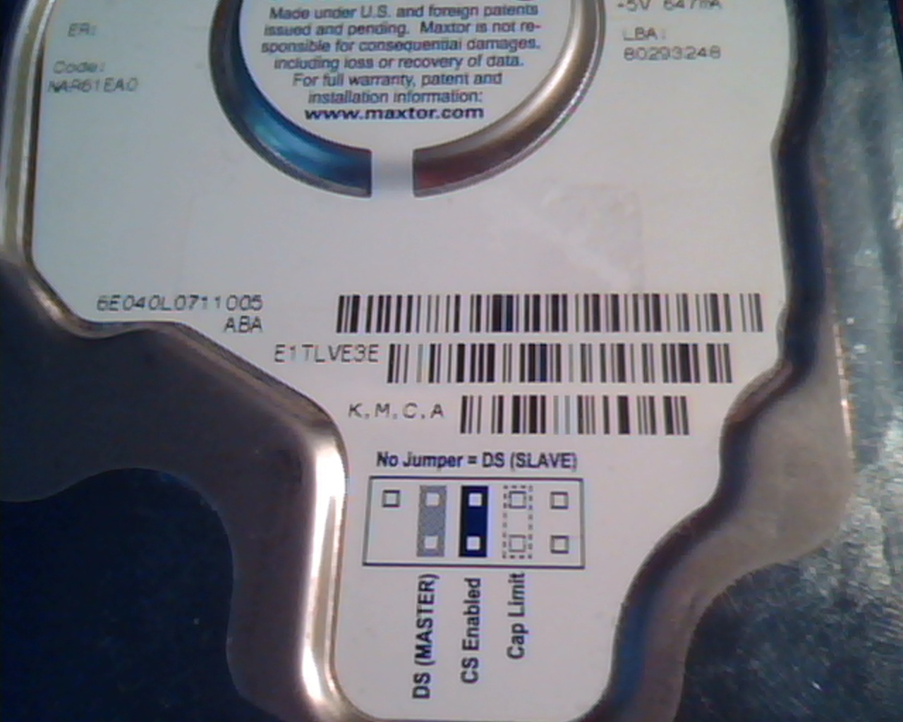 Hard Disk Drive IDE Maxtor DiamondMax Plus 8 40GB NAR61EAO E-H011-02-3427 ATA - image 3